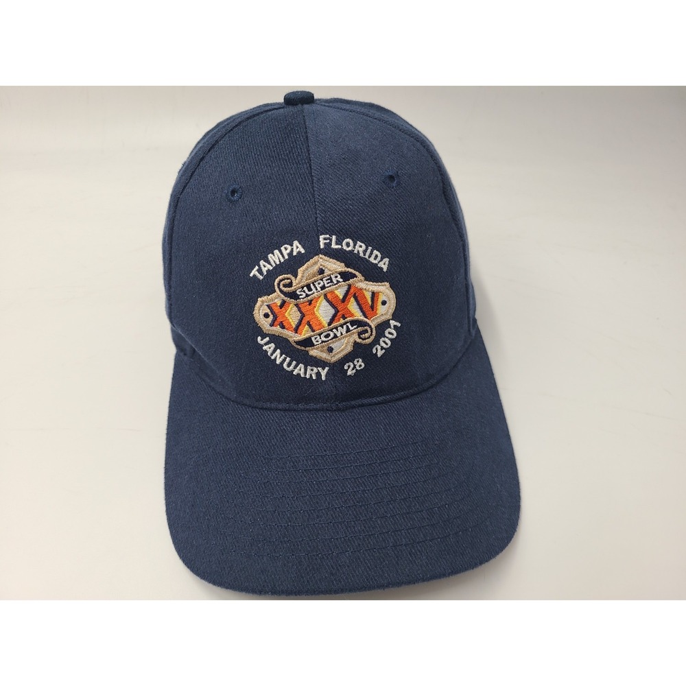 Vintage Super Bowl XXXV Frito Lay Logo Athletic Snapback Hat Cap NFL Ravens Blue